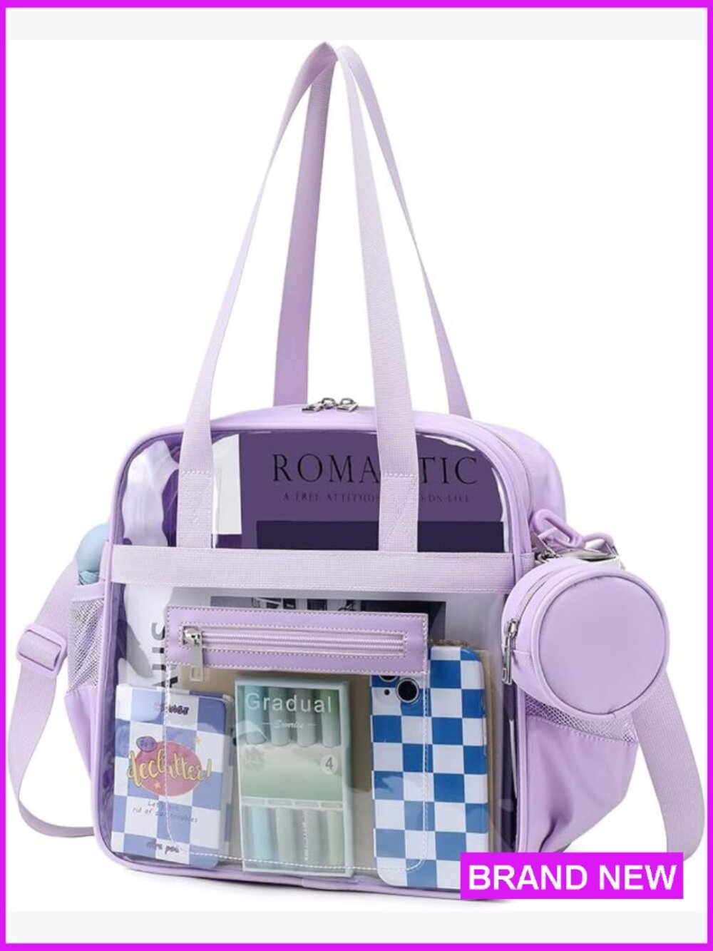 Clear Tote Bag For Women Stadium Approved Crossbody With Multi Pockets Large